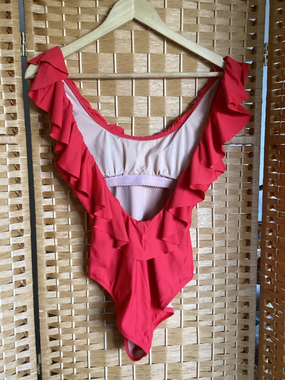 J. Crew Ruffle Scoopback Swimsuit Size 2 One Piece Red EUC - Picture 10 of 13